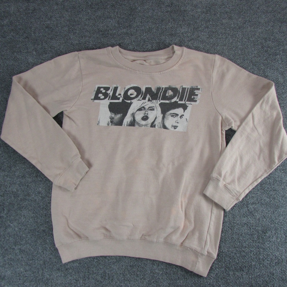 Blondie Band Tee Sweatshirt Womens Small Peach Debbie Harry Rock Pullover Punk
